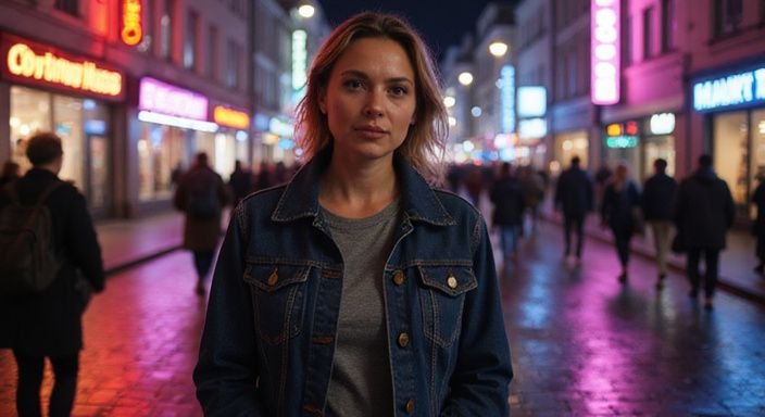 Eine selbstbewusste Frau geht durch das lebhafte Bahnhofsviertel. Eine selbstbewusste Frau geht durch das lebhafte Bahnhofsviertel und wollen Sexkontakt in Frankfurt am Main.